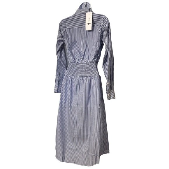 Thakoon NWT striped smocked waist button down dress size 0 - Picture 3 of 11